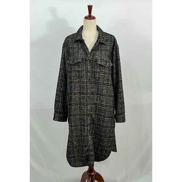 FRANK & EILEEN Sz M Medium Gavin Wool Blend Boucle Plaid Shirt Jacket - Picture 8 of 12